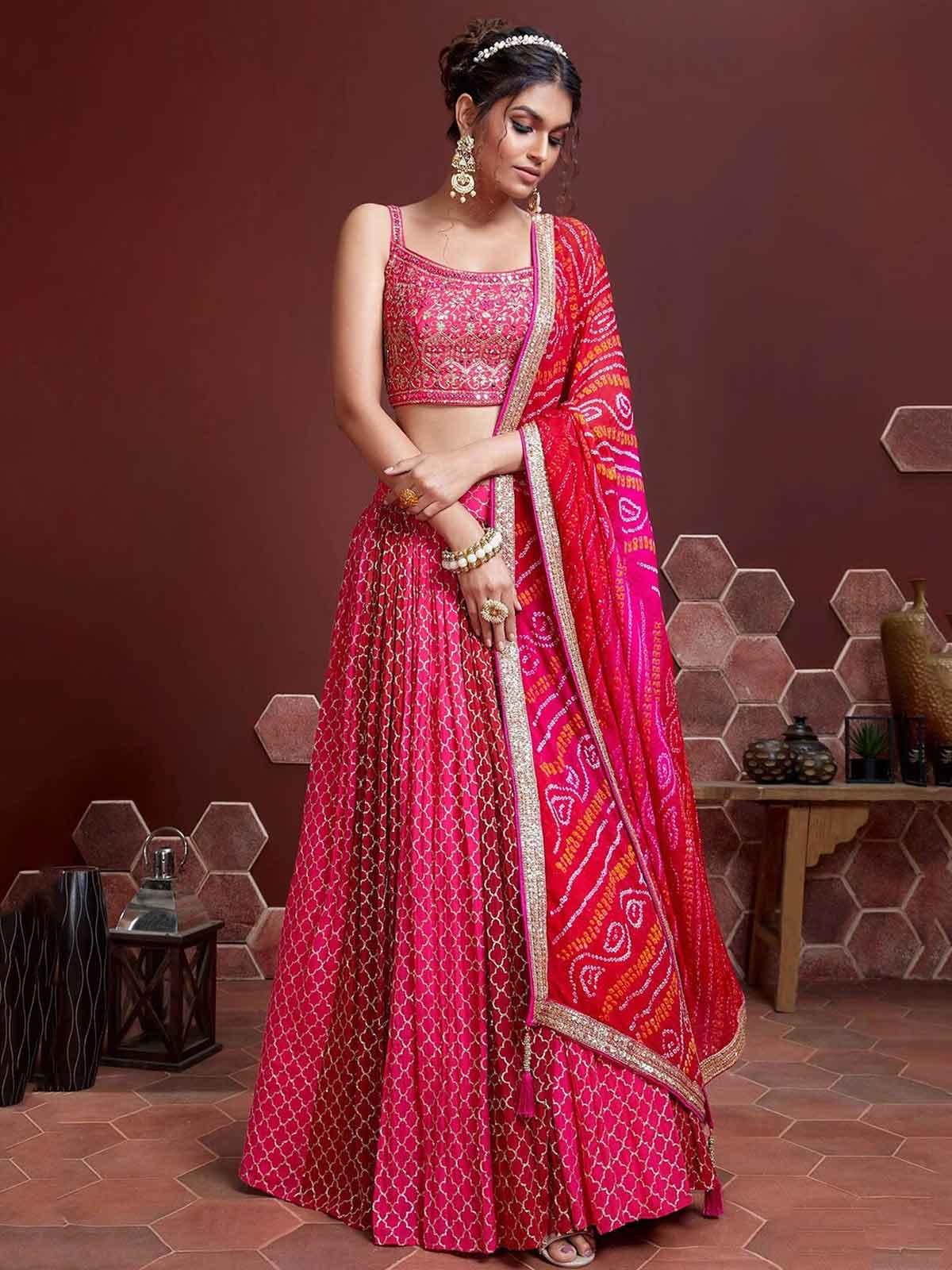 bandhani print lehenga