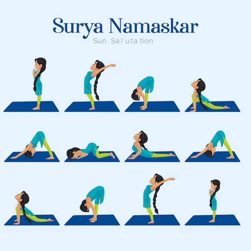 surya namaskar sun salutation poses