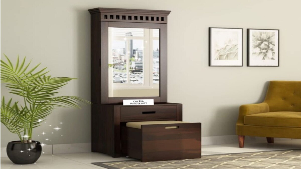 Dressing Table with Mirror Door | Door, Drawer & Open Shelves | Multi –  VIKI FURNITURE