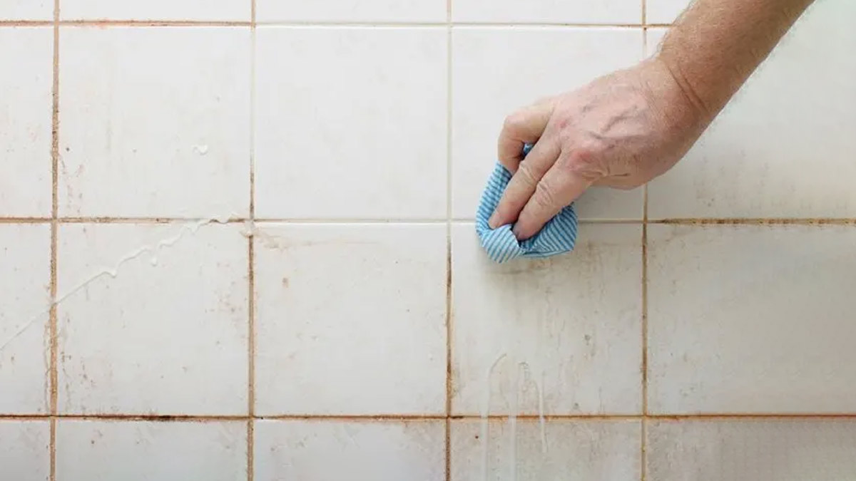 clean tiles with bleaching powder