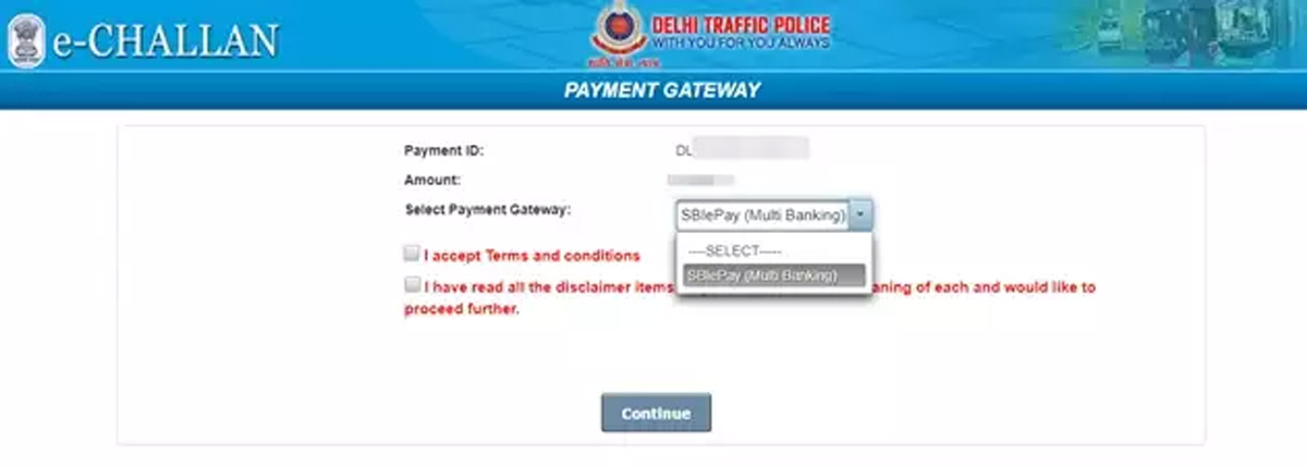 traffic challan website