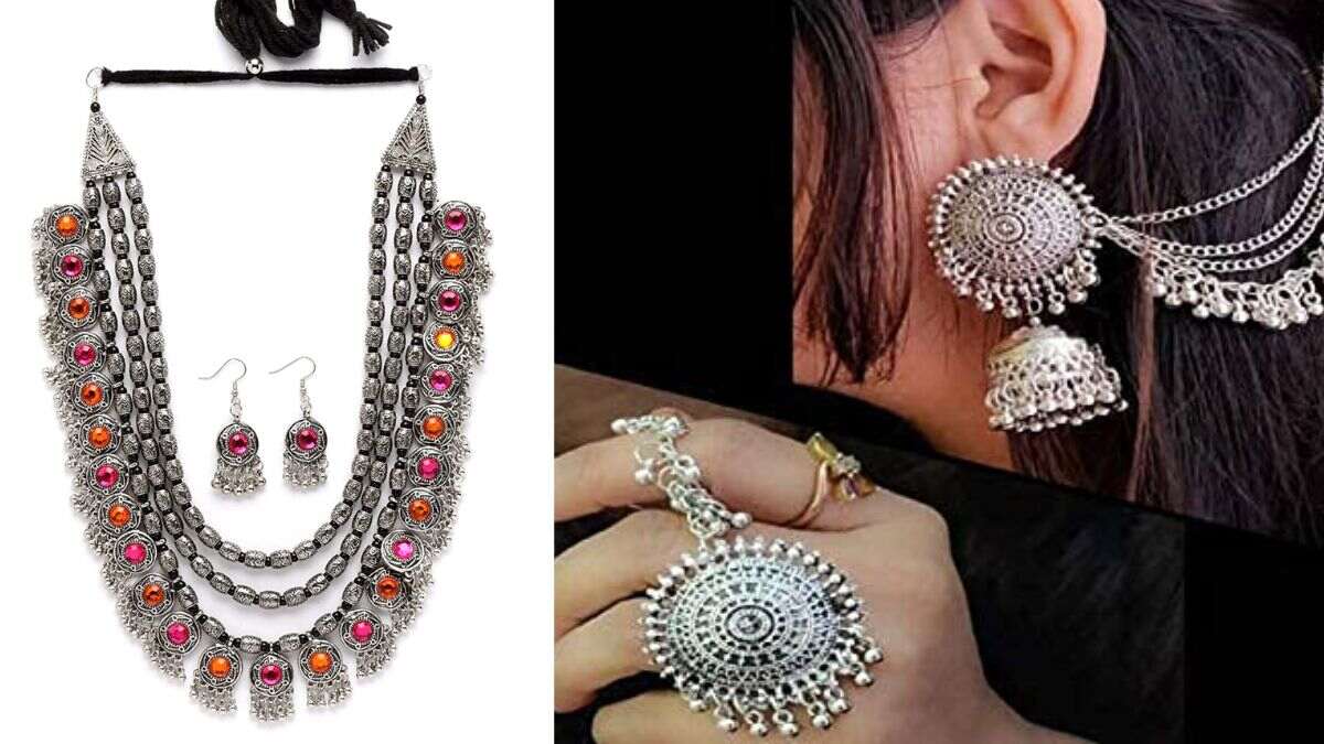Women Floral Oxidised Silver Pearl Drop Earrings at Rs 388 | Pearl Earrings  | ID: 2850357834348