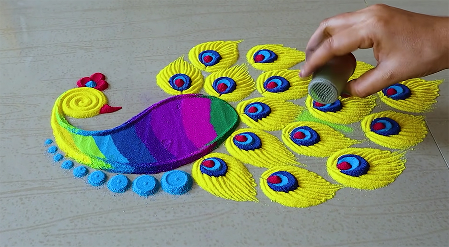 Easy Peacock Rangoli