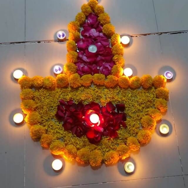 Flower Rangoli for Dev Diwali