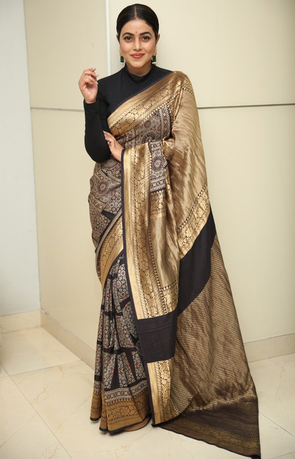 Saree Style With highneck