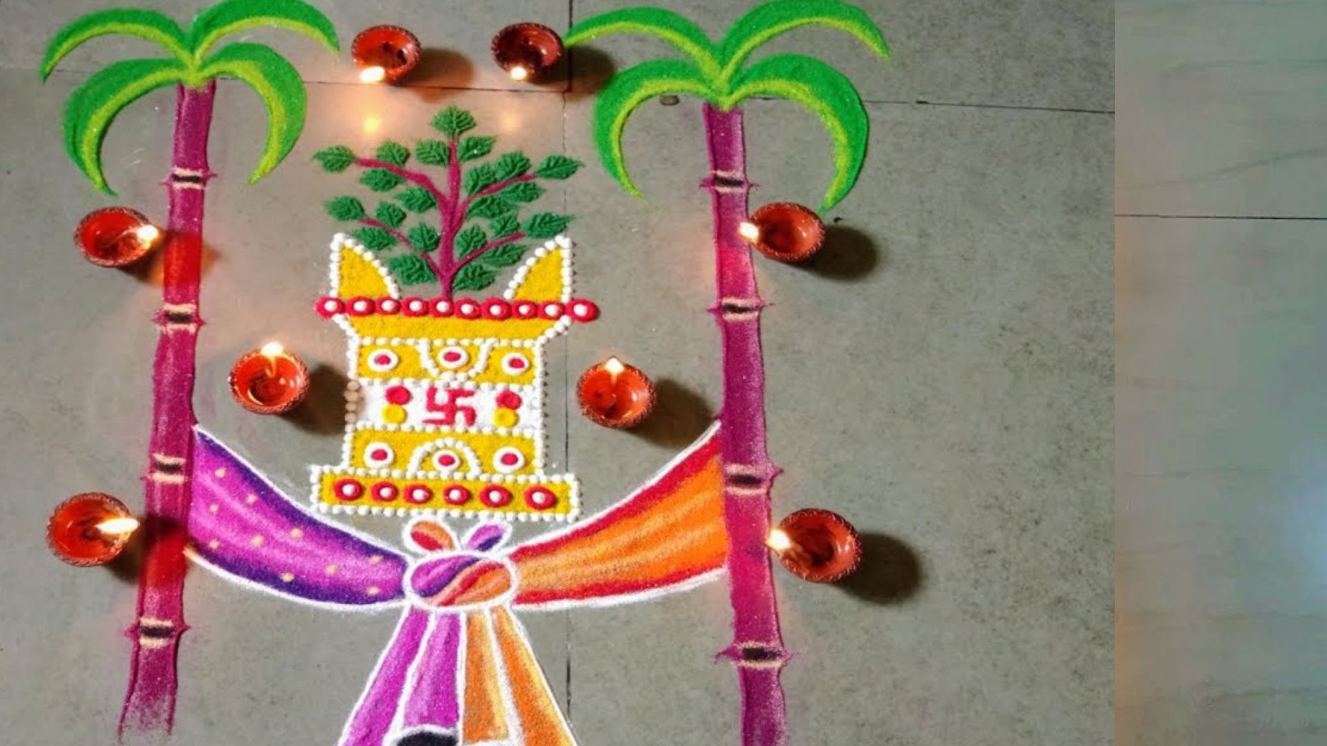 Simple Rangoli Design For Tulsi Vivah