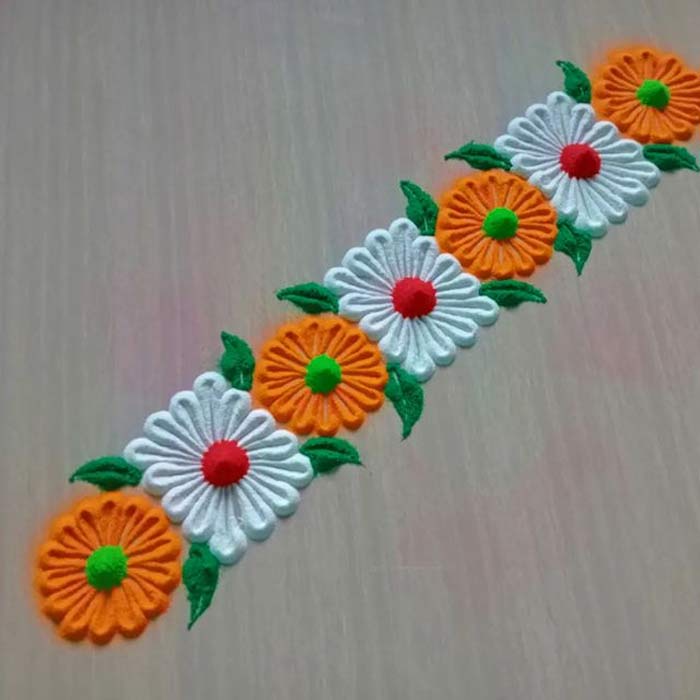Simple corner design rangoli