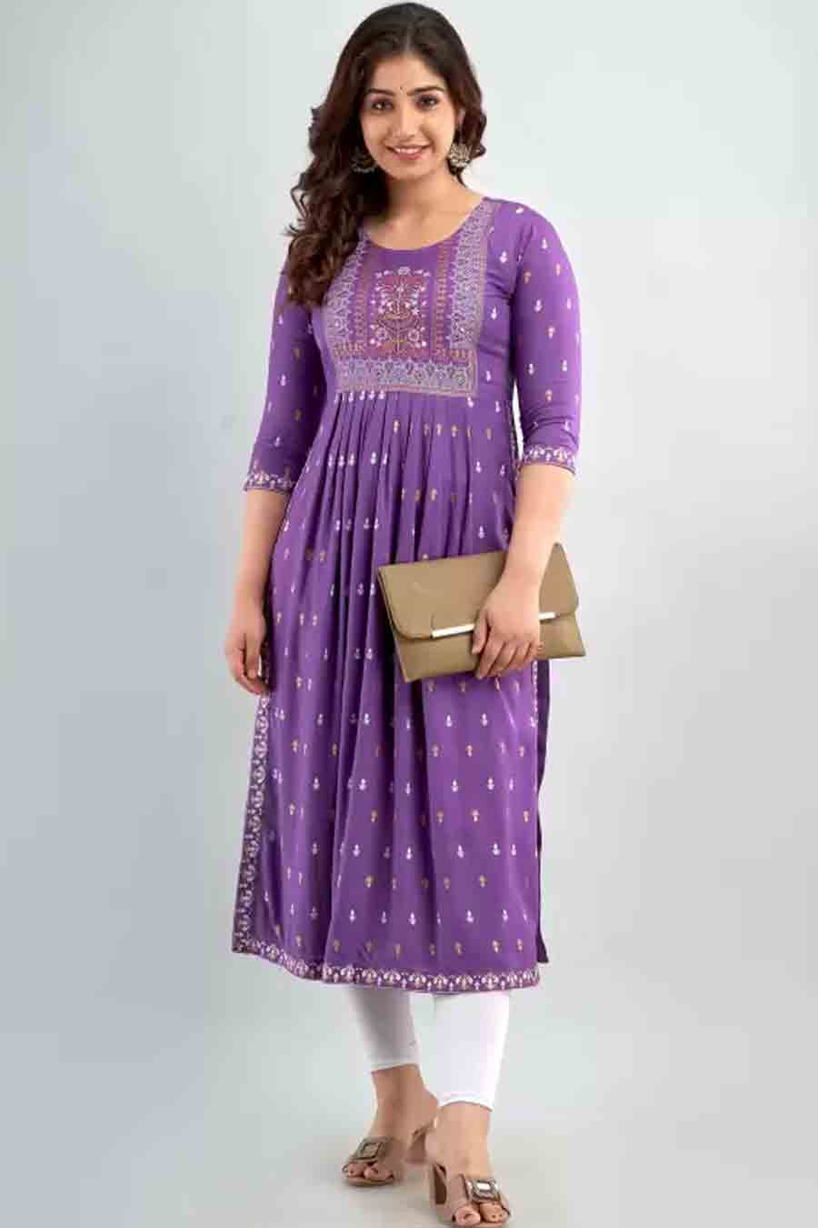 bandhni design  naira cut kurti set