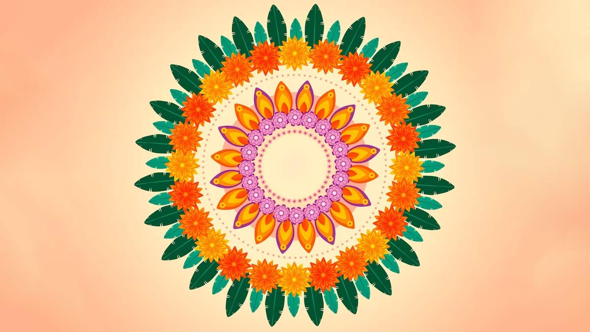 floral rangoli designs for diwali