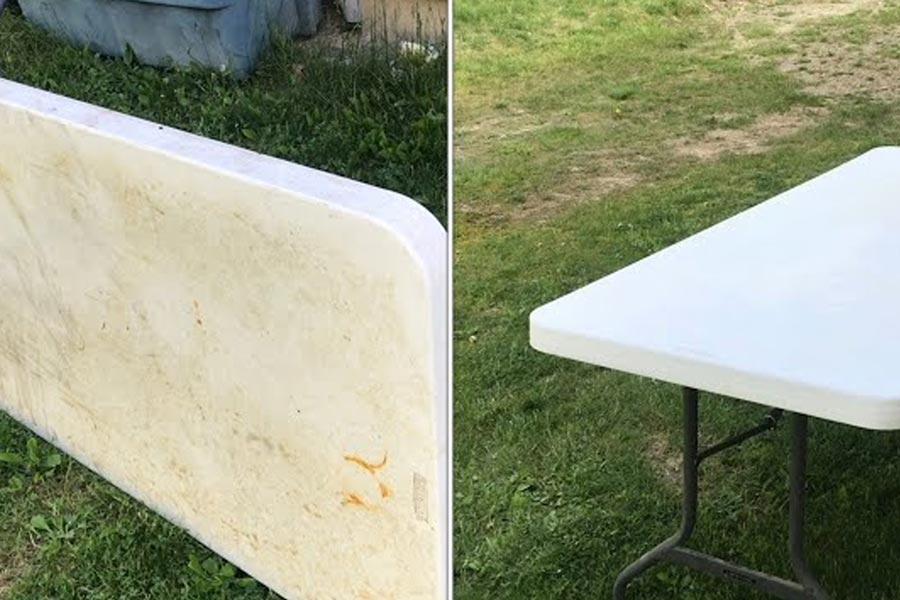 how to clean white plastic tables