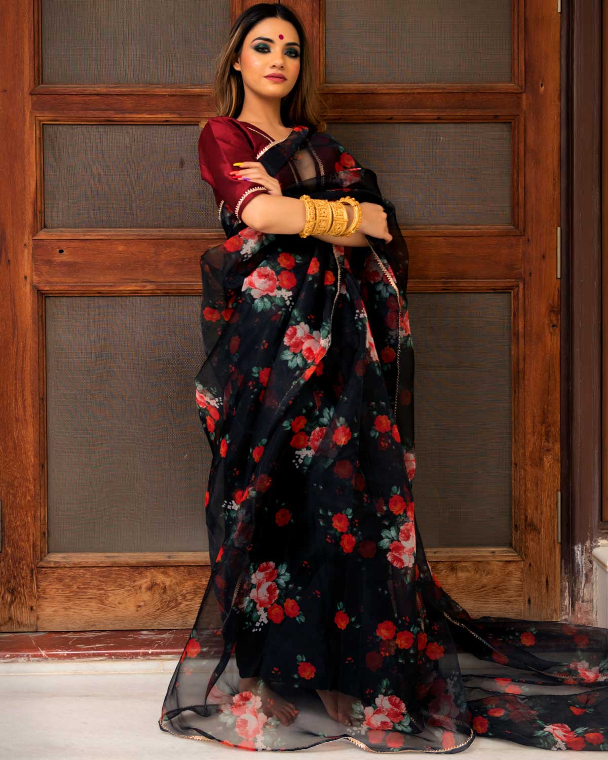 maroon colour blouse