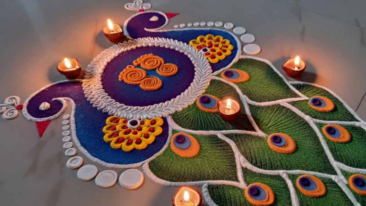 Diwali Rangoli Designs: दिवाली पर बनाएं मोर और फूल वाली ये 5 रंगोली, 10 ...