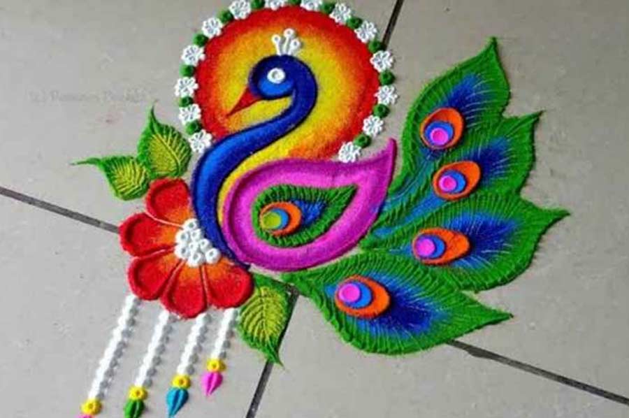 peacock rangoli design
