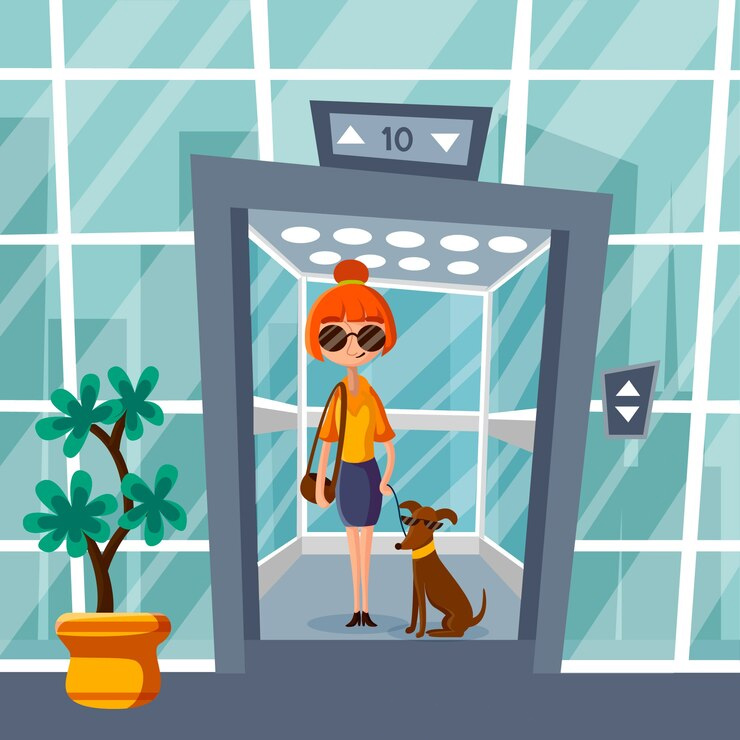 pet owners can travel with dogs in lift