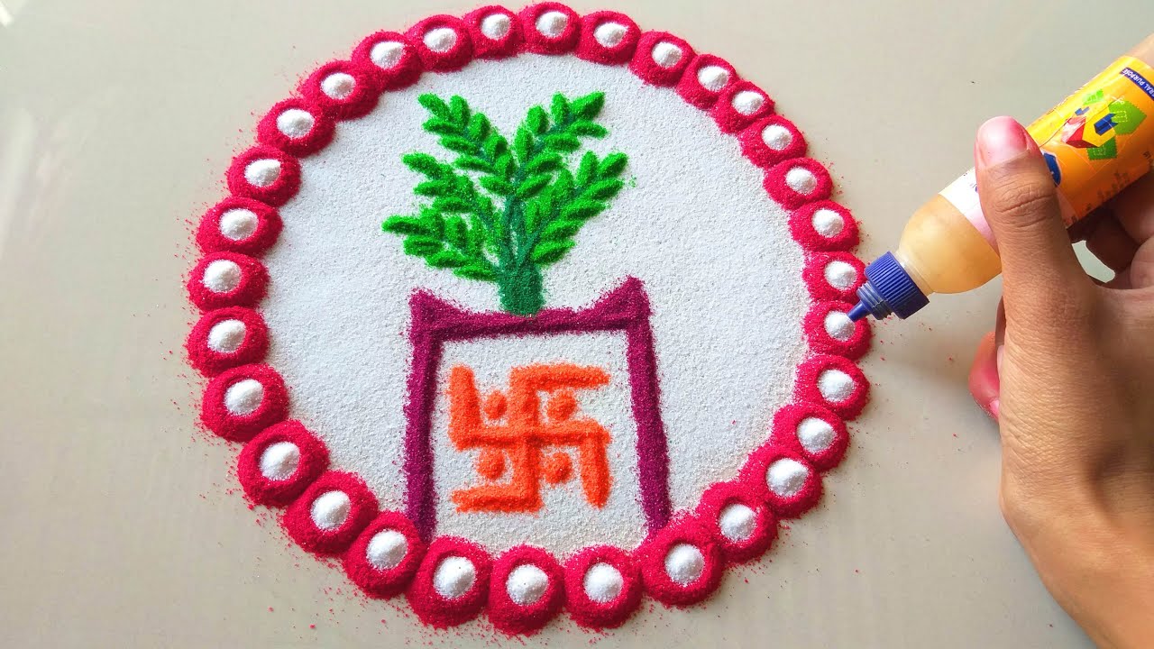 round rangpli design for tulsi vivah