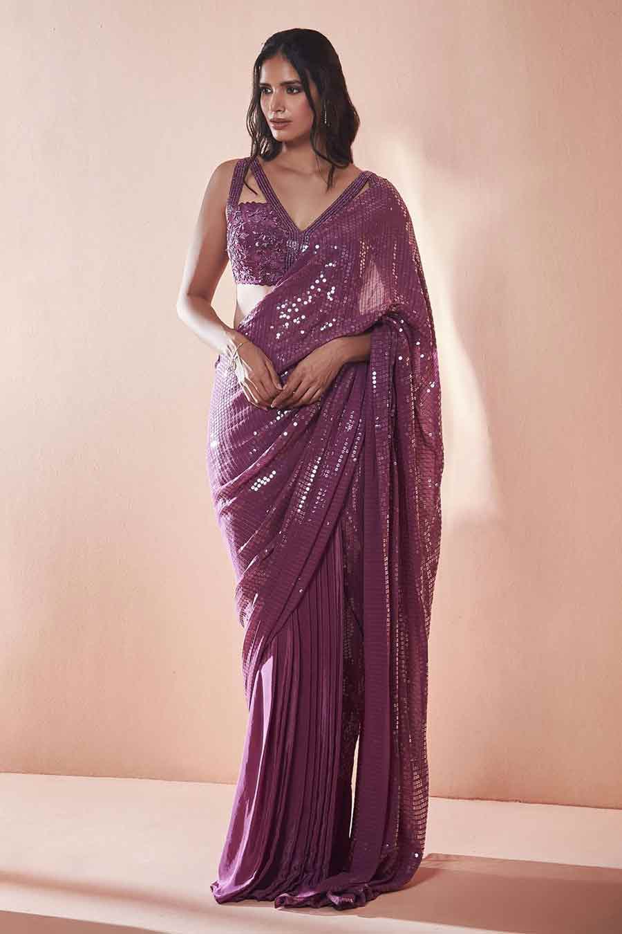 Purple colour saree