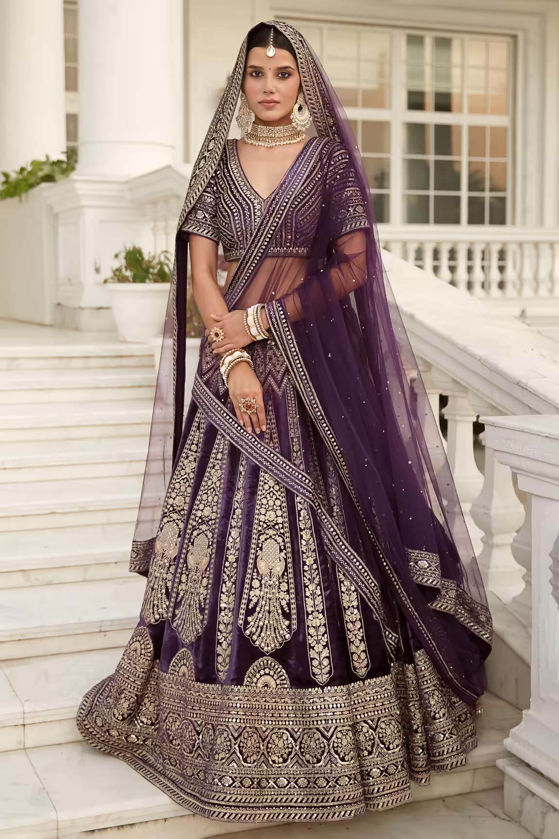 Purple colour velvet lehenga