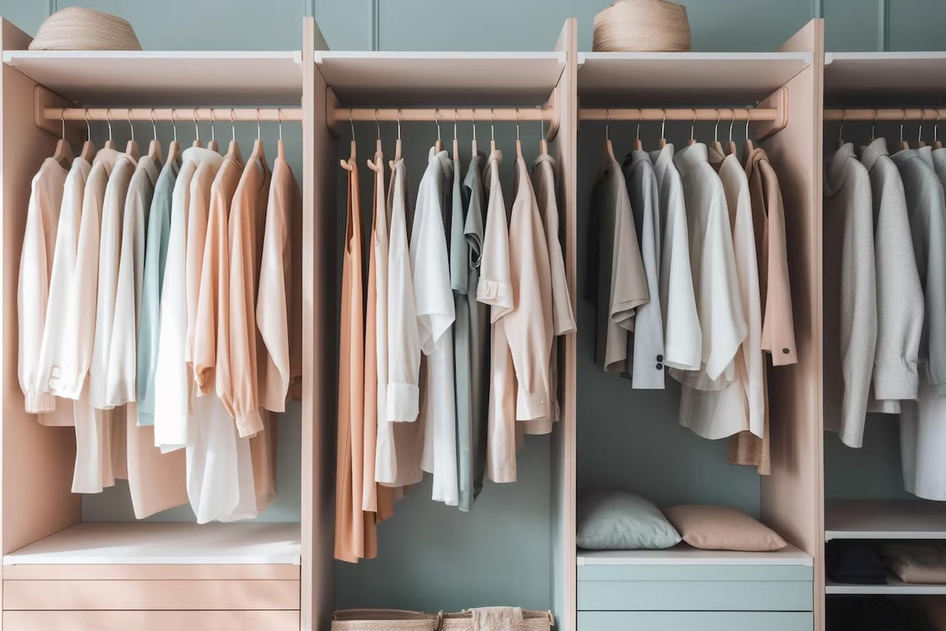 arrange the wardrobe while cleaning