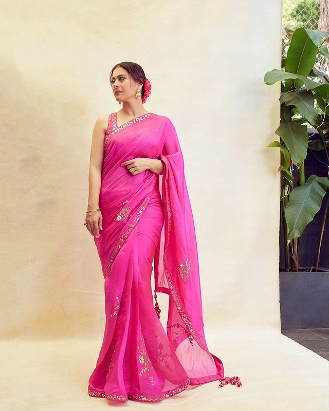 kajol pink saree