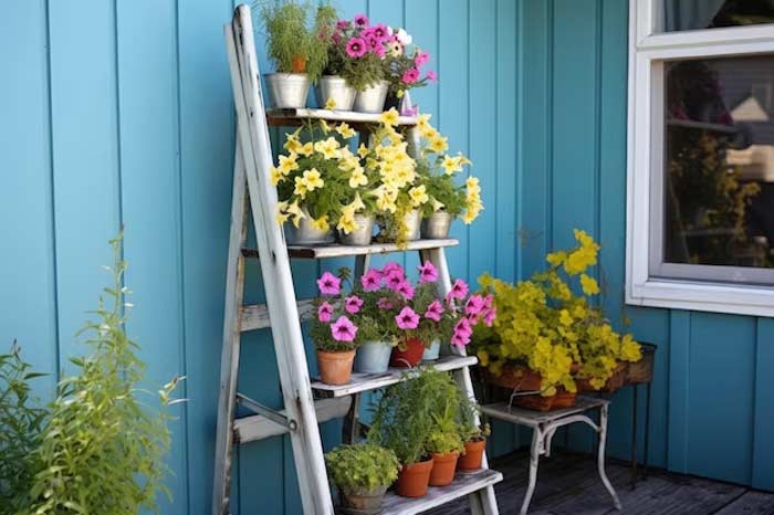 plants on Ladder