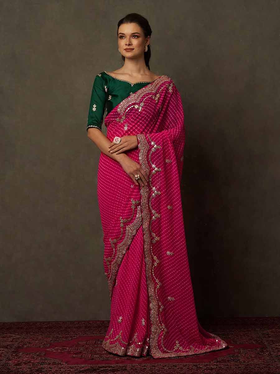 Mirror work saree