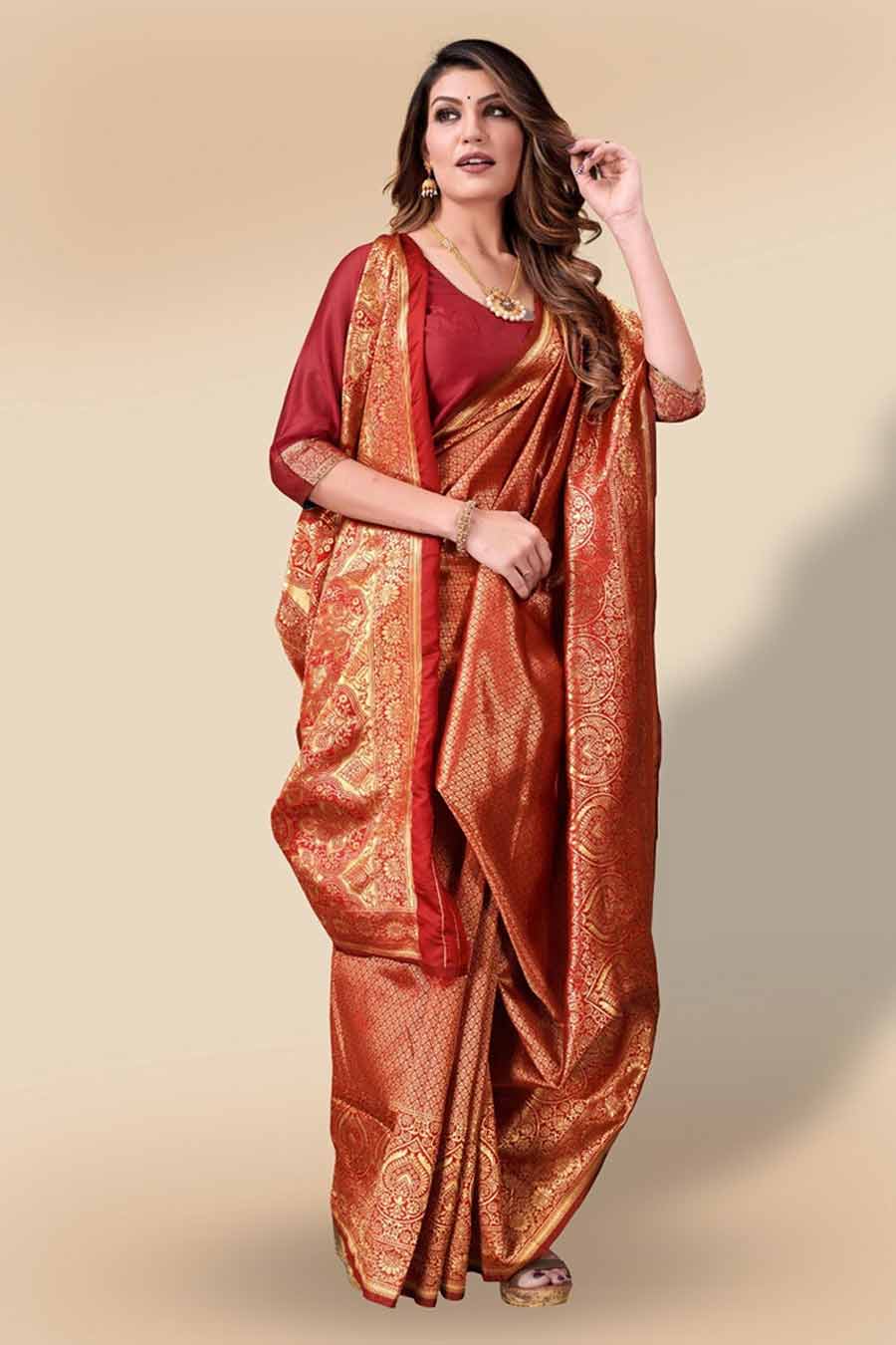 Zari gota silk saree