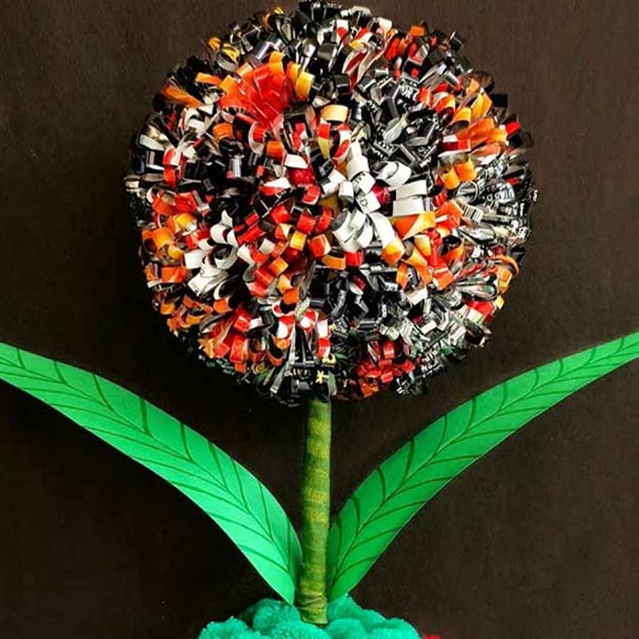 decorate house with empty salt packets