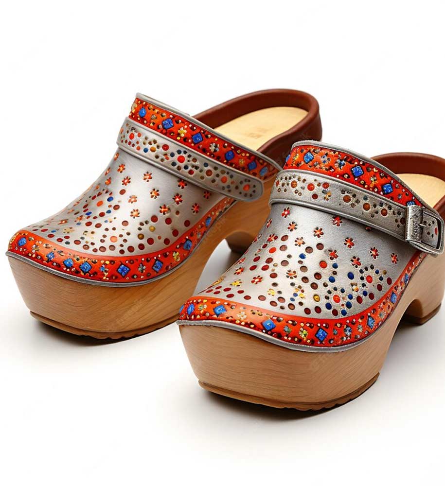 ethnic block heels