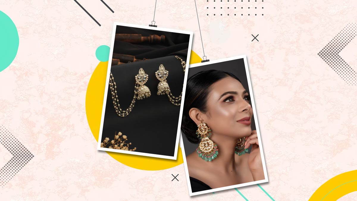 Gold Plated Kundan Chandbali Earrings Design by Auraa Trends at Pernia's  Pop Up Shop 2024