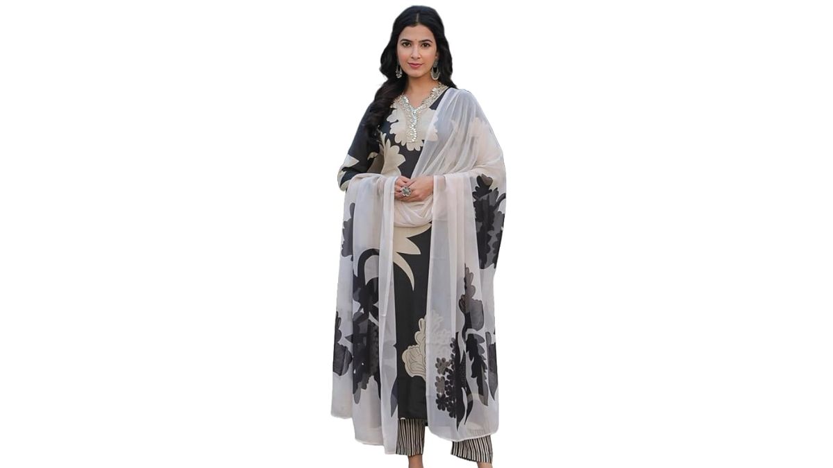 ANNI DESIGNER Women's Rayon Blend Printed Straight Kurta with Pant & Dupatta