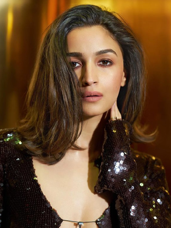 Alia Bhatt In Sparkle Brown Dress