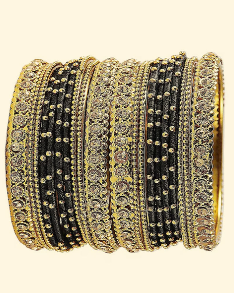 Black and golden colour saree