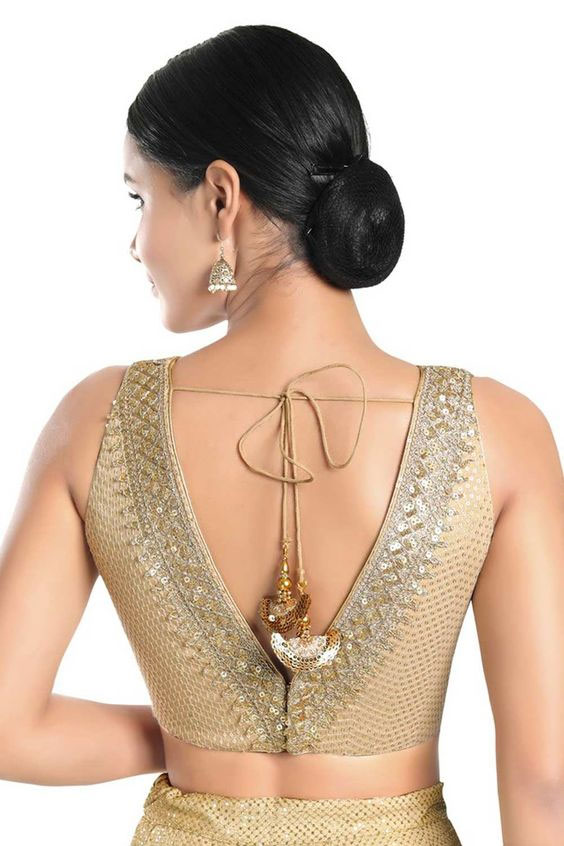 Embroidered Golden Blouse Design