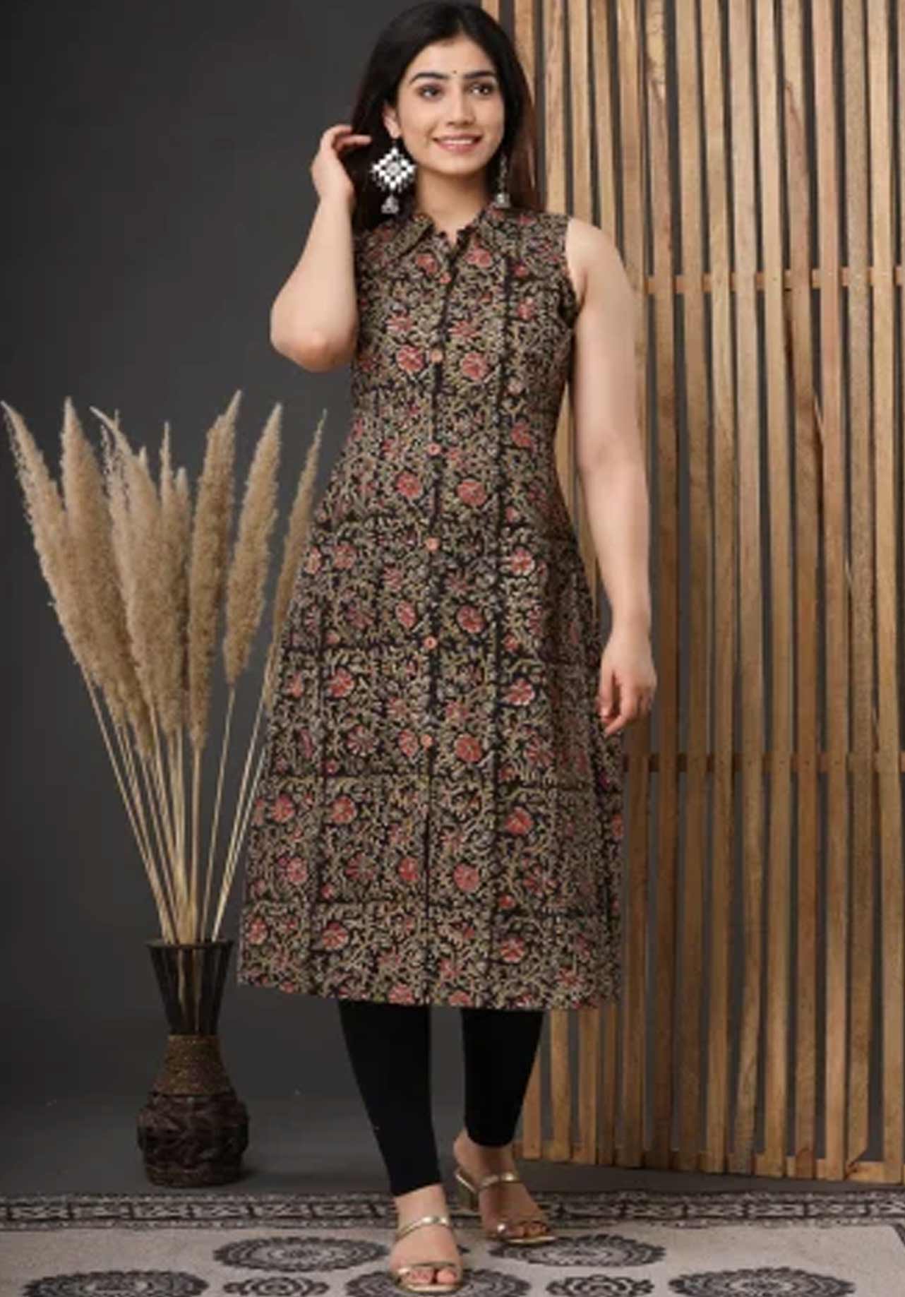 Floral print kalamkari suit