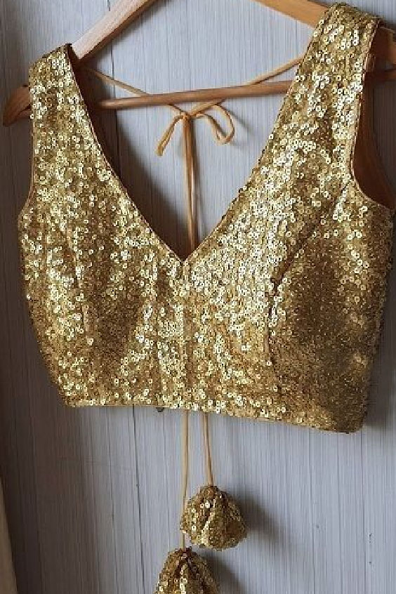 Golden Glitter Blouse Design