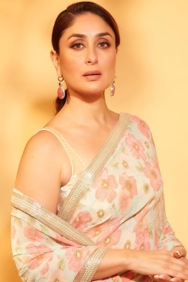 Kareena Kapoor Floral Peach Saree