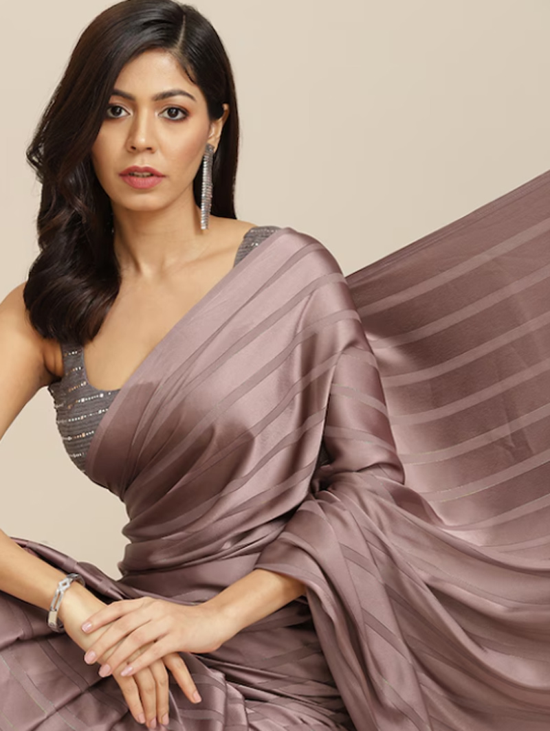 Metallic colour saree