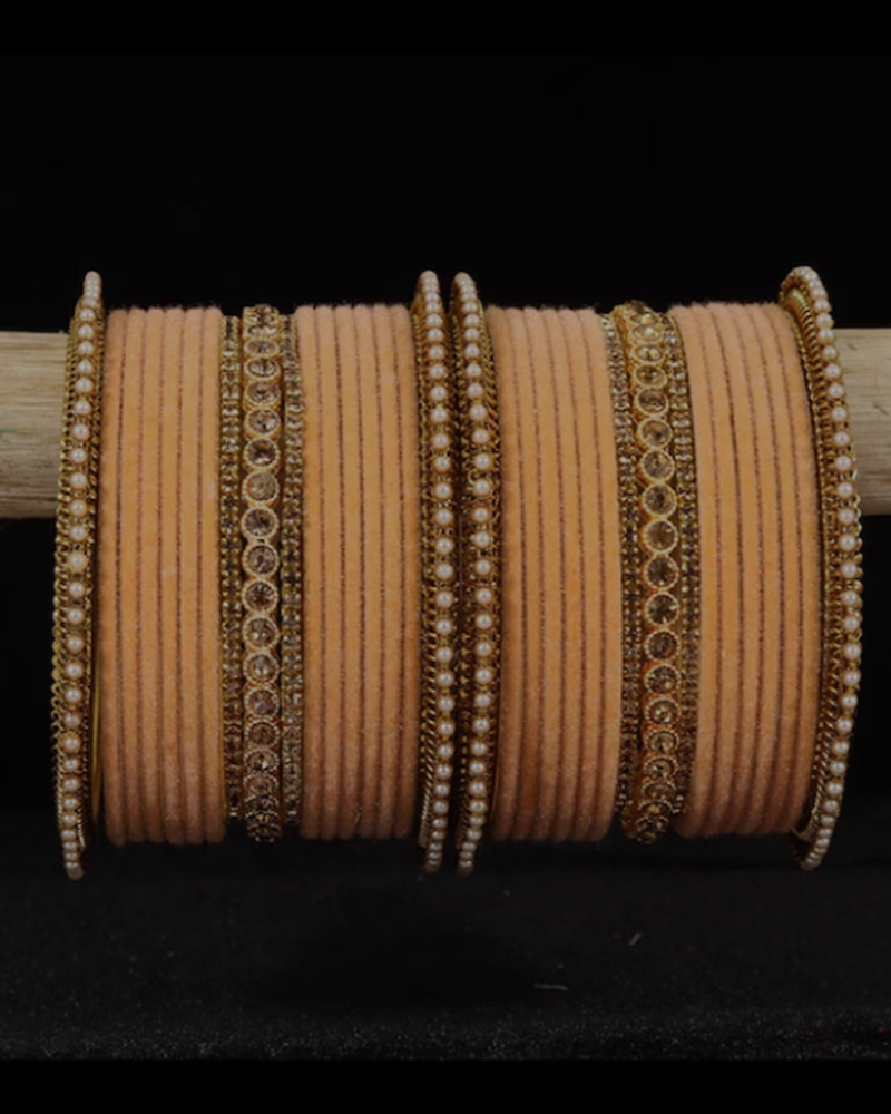 Peach colour bangles designs