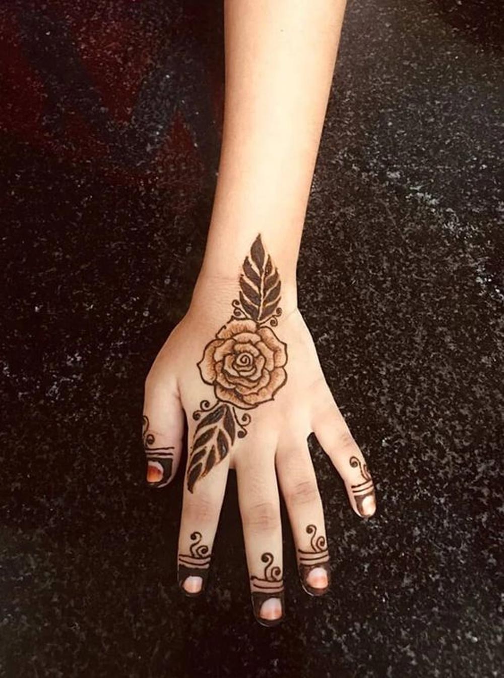 Single Rose Mehndi Design