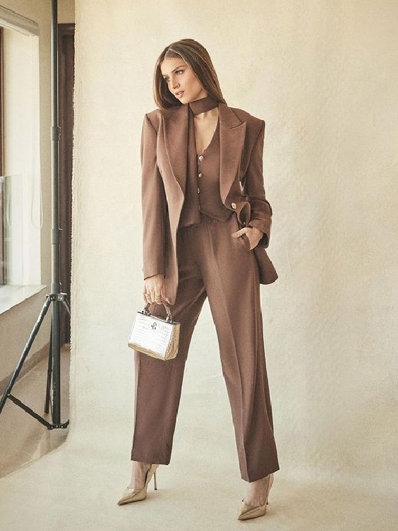 Tara Sutaria In Formal Brown