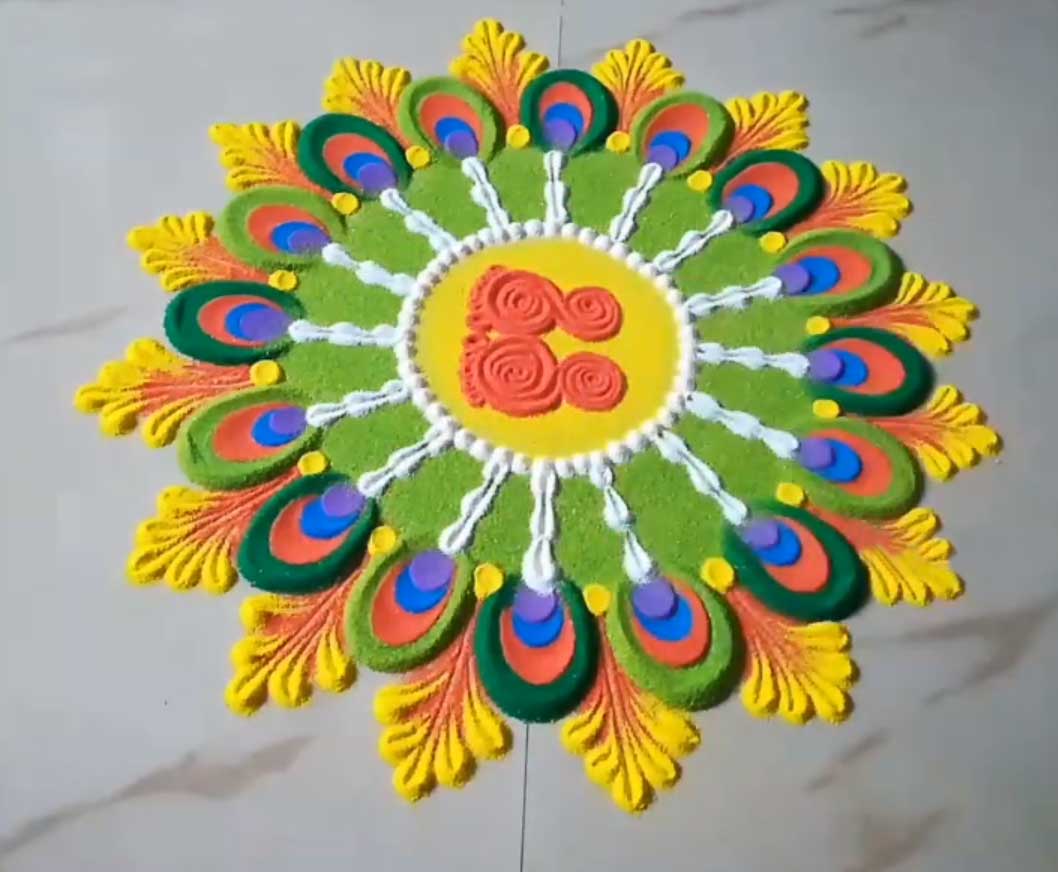 Navratri Rangoli Designs 2024: मां के चरणों से लेकर कलश वाले रंगोली ...