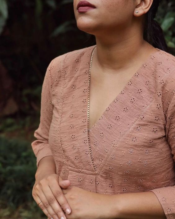 cotton kurti neck designs V neck