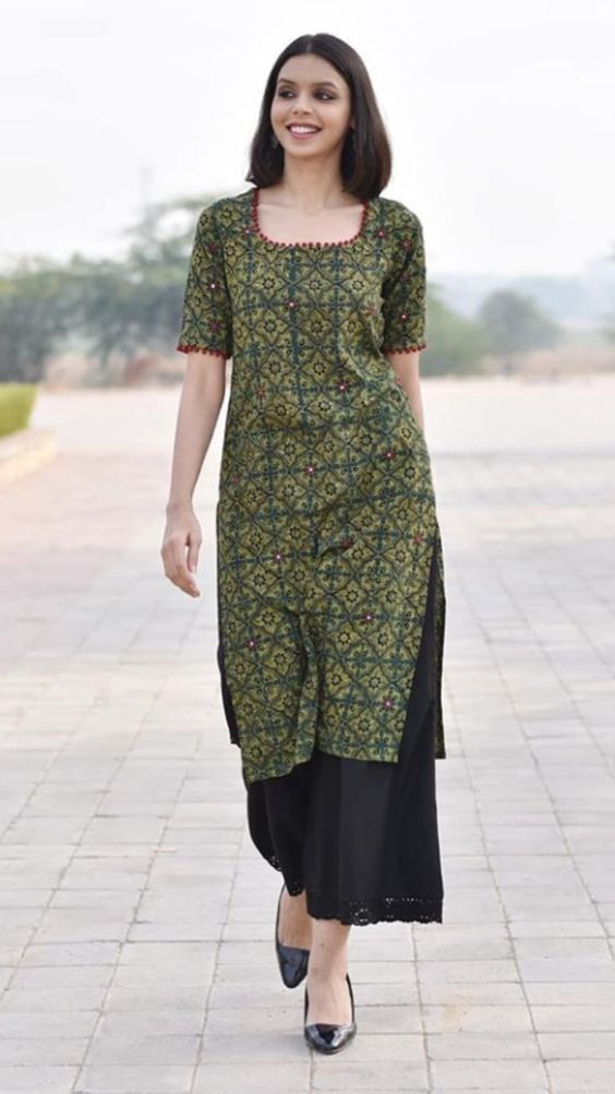 cotton kurti neck designs square neck