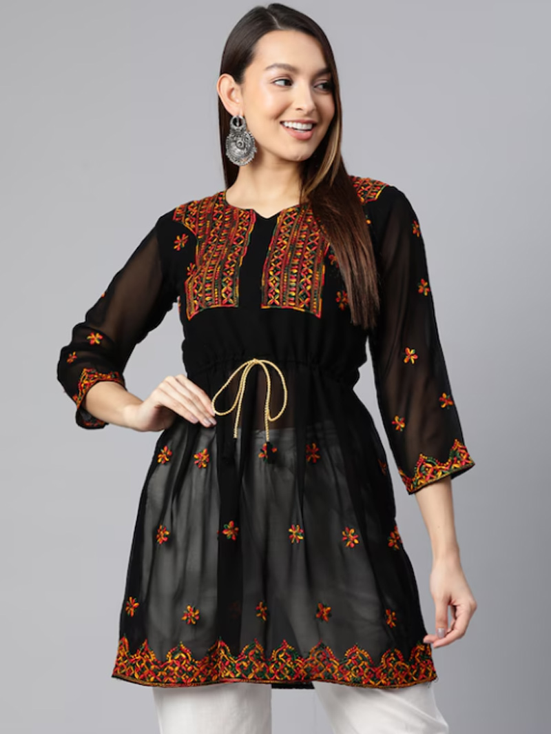 georgette chikankari kurti