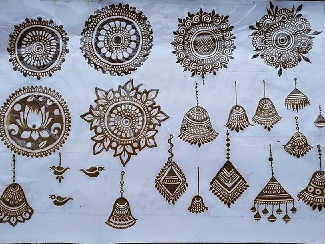 jhumar designs for hand mehendi