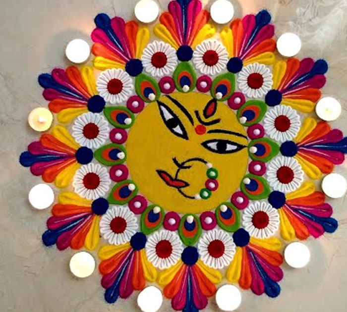 Navratri Rangoli Designs 2024 मां के चरणों से लेकर कलश वाले रंगोली डिजाइंस नवरात्रि के लिए हैं 6183