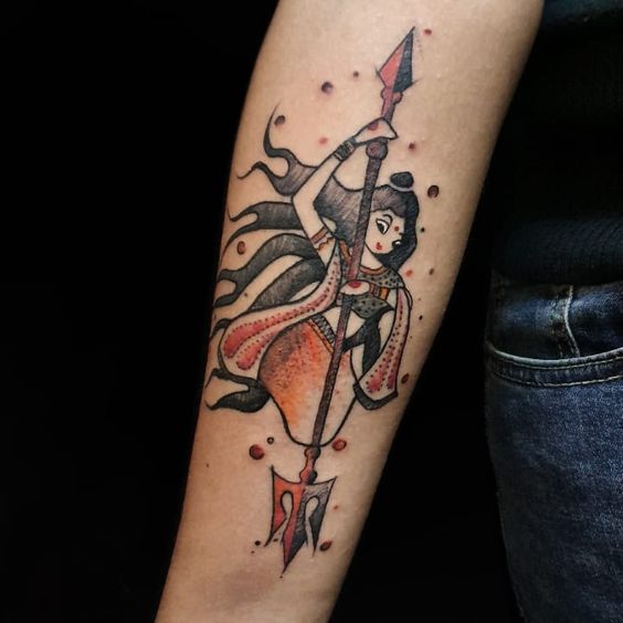 maa durga tattoo designs trishul