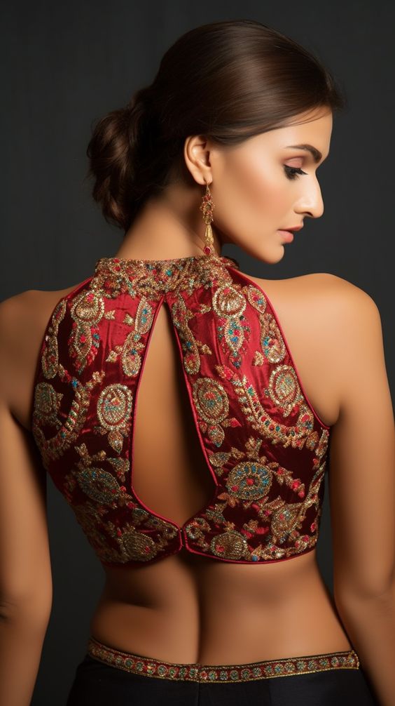 wedding blouse designs halter neck