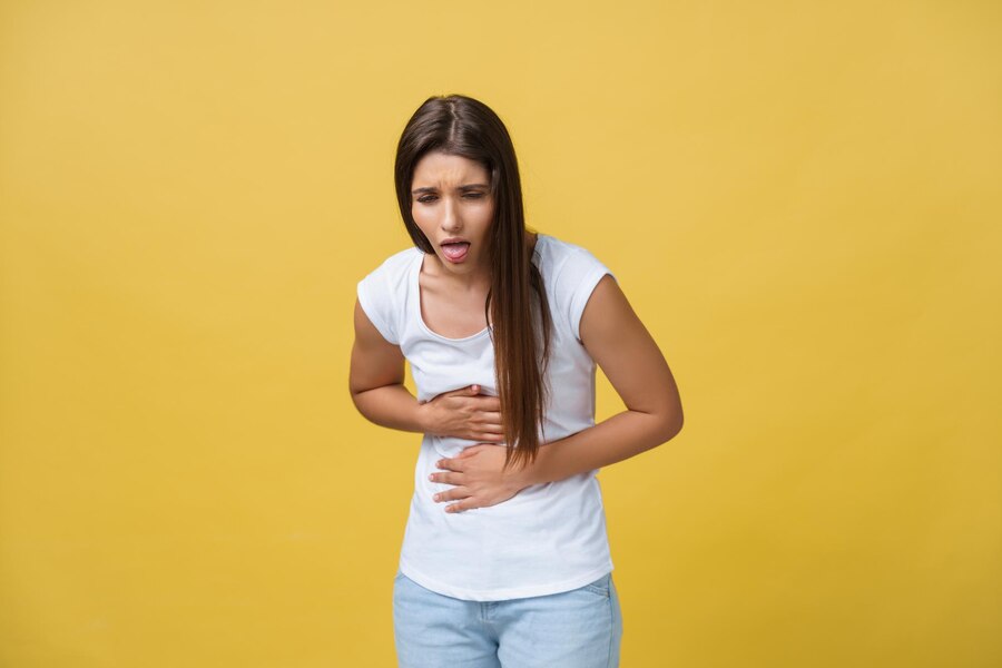 women suffering from vomiting