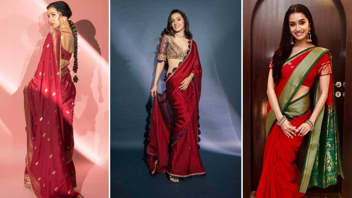 5 Beautiful Red Sarees Inspired By Shraddha Kapoor | HerZindagi